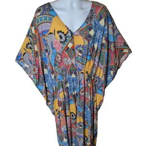Attitudes by Renee geometric floral kimono kaftan housedress athleisure size XLP